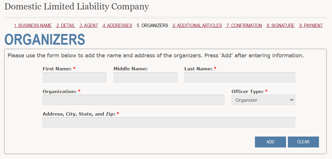 Assigning an organizer when starting an llc in wyoming 